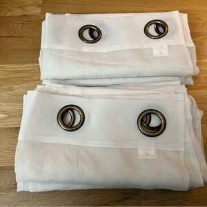 6 - 52" X 63" Royal Velvet Beige Textured Semi Sheer Window Panels with Grommets